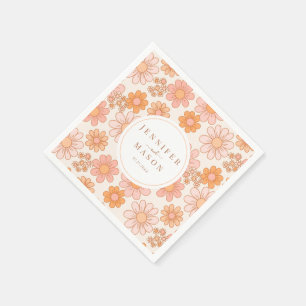 Guardanapo De Papel Retro Orange Daisy Floral Wedkins