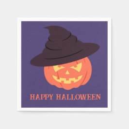 Guardanapo De Papel Retro Orange Pumpkin Feliz Halloween Napkins