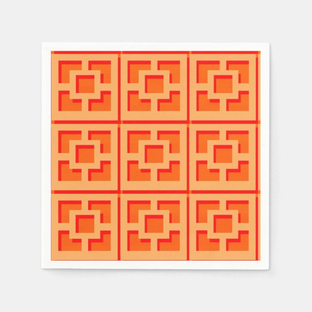 Guardanapo De Papel Retro Orange Trellis Paper Napkin (Frente)