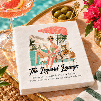 Guardanapo De Papel Retro Palm Springs Leopard Lounge Aquarela 