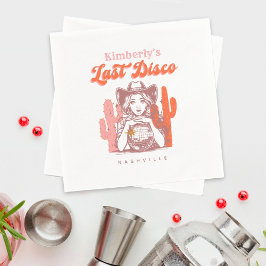 Guardanapo De Papel Retro Pink Cowgirl Last Disco Bachelorette Party 
