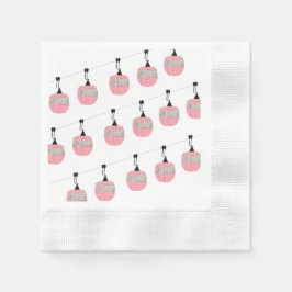 Guardanapo De Papel Retro Pink Ski Gondola Lift Skiers