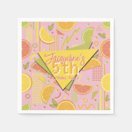 Guardanapo De Papel Retro Pink Summer Citrus Fruit Birthday