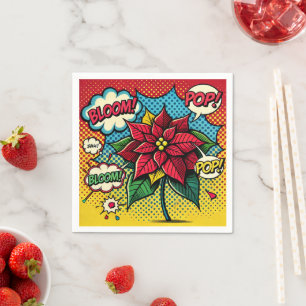 Guardanapo De Papel Retro Pop Art Comic Book Poinsettia Découpage