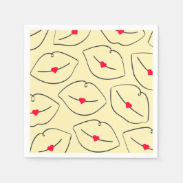 Guardanapo De Papel Retro Pop Art Lips & Heart Sunshine Yellow