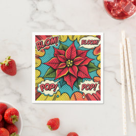 Guardanapo De Papel Retro Pop Art Poinsettia Comic Book Decoupage