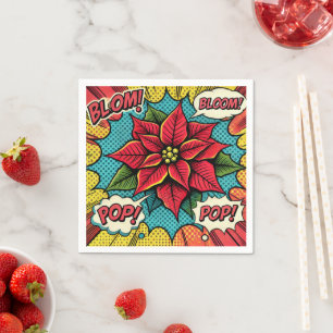 Guardanapo De Papel Retro Pop Art Poinsettia Comic Book Decoupage