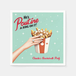 Guardanapo De Papel Retro Poutine um Anel! Bachelorette de Montreal