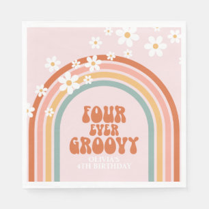 Guardanapo De Papel Retro Quatro Ever Groovy Daisy arco-íris 4.º anive