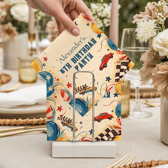 Guardanapo De Papel Retro Race Car Birthday Party (Criador carregado)