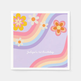 Guardanapo De Papel Retro Rainbow Birthday