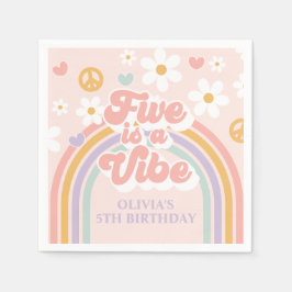 Guardanapo De Papel Retro Rainbow Five é um Clima 5º Aniversário
