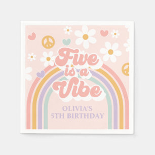Guardanapo De Papel Retro Rainbow Five é um Clima 5º Aniversário