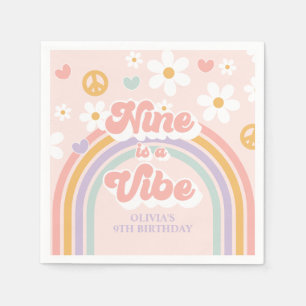 Guardanapo De Papel Retro Rainbow Nine é um Vibe 9º aniversário