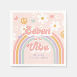 Guardanapo De Papel Retro Rainbow Seven é uma Vibração de 7º Aniversár