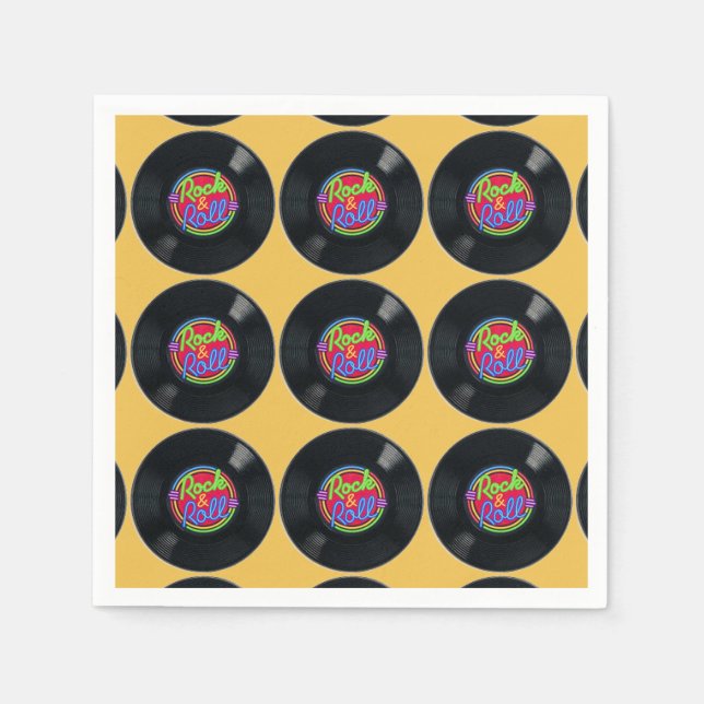 Guardanapo De Papel Retro Rock and Roll Vinyl Pattern Napkins (Frente)