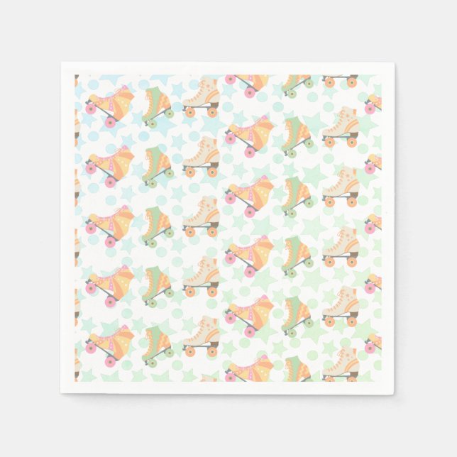 Guardanapo De Papel Retro Rollerskate Skates de aniversário Stars Past (Frente)