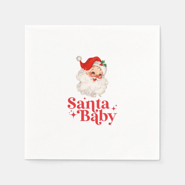 Guardanapo De Papel Retro Santa Baby chá de bebê de Natal (Frente)