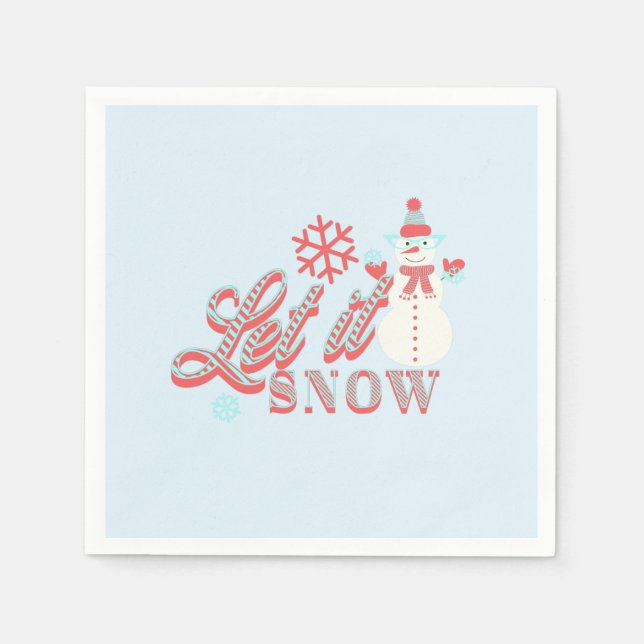 Guardanapo De Papel Retro Snowman Deixe-o nevar Natal (Frente)