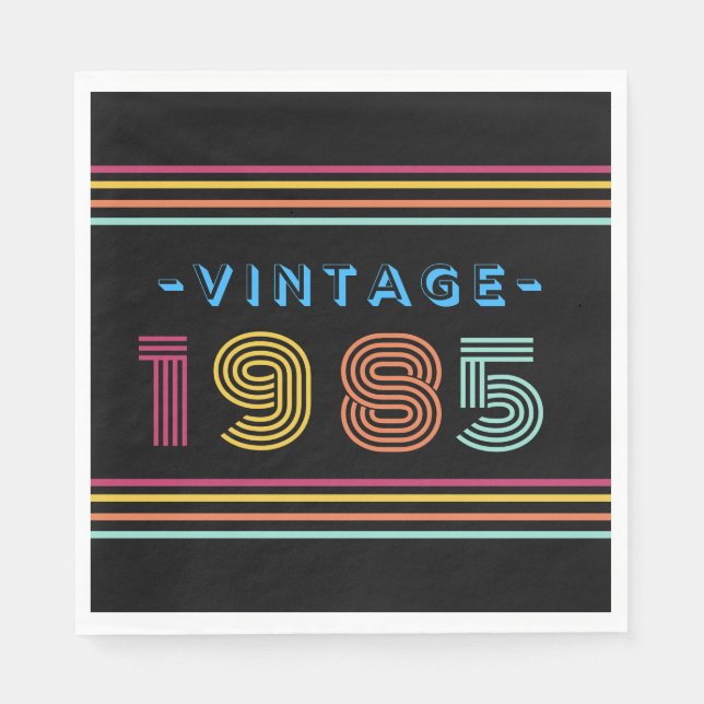 Guardanapo De Papel Retro Stripe Neon Bright Napkins 1985 (Frente)