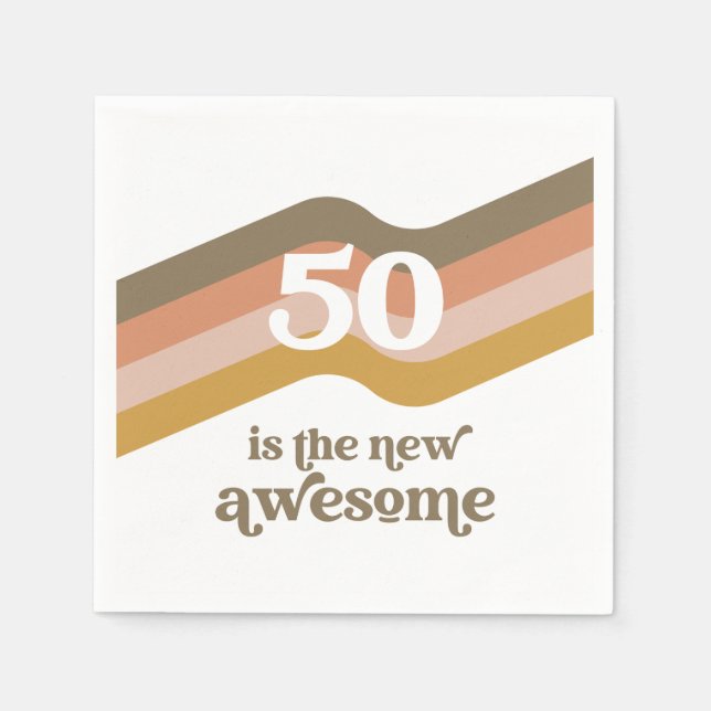 Guardanapo De Papel Retro Stripes 50ª Festa de aniversário Napkins (Frente)