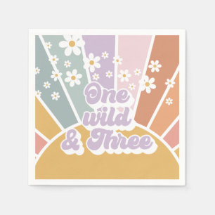 Guardanapo De Papel Retro Sunshine Chuva de Cores Daisy Um Selvagem e 