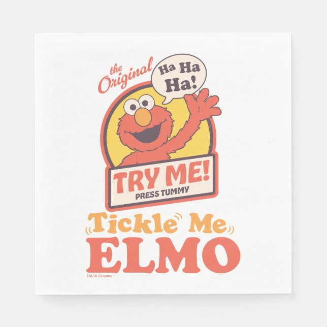 Guardanapo De Papel Retro Tickle Me Elmo Aceno Gráfico (Frente)