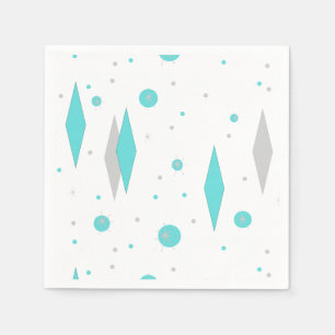 Guardanapo De Papel Retro Turquoise Diamond & Starburst Paper Napkins