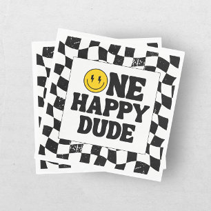 Guardanapo De Papel Retro Um Cara Feliz Sorriso Rosto Menino Primeiro