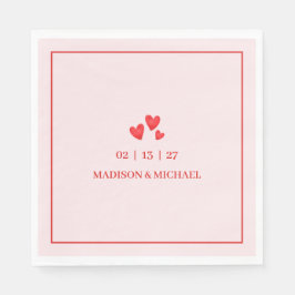 Guardanapo De Papel Retro Valentine Hearts Wedding Red Pink