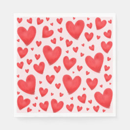 Guardanapo De Papel Retro Valentine Hearts Wedding Red Pink