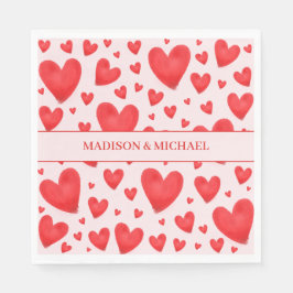 Guardanapo De Papel Retro Valentine Hearts Wedding Red Pink