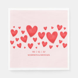 Guardanapo De Papel Retro Valentine Hearts Wedding Red Pink