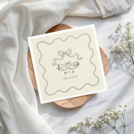 Guardanapo De Papel Retro Vintage Hand Drawn Swan Stripes Wedding