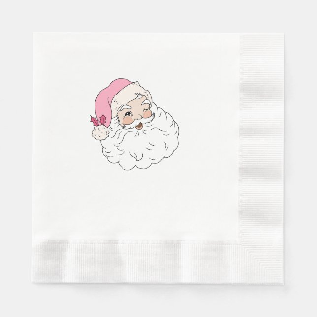 Guardanapo De Papel Retro Vintage Pink Papai Noel (Frente)