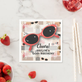 Guardanapo De Papel Retro Vintage Sunglasses Flamingos Palms