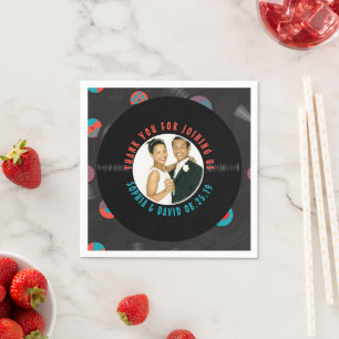 Guardanapo De Papel Retro Vinyl Record Foto De Casamento Obrigado