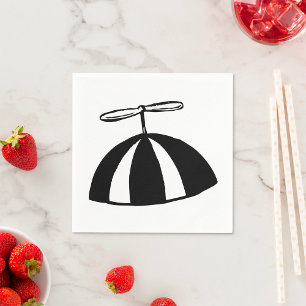 Guardanapo De Papel Retrorropropulsor Beanie Whimsical Black and White