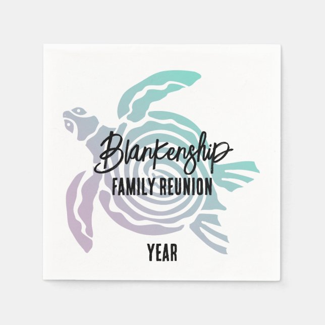 Guardanapo De Papel Reunião da Família das Tartarugas Tribais Pastel G (Frente)