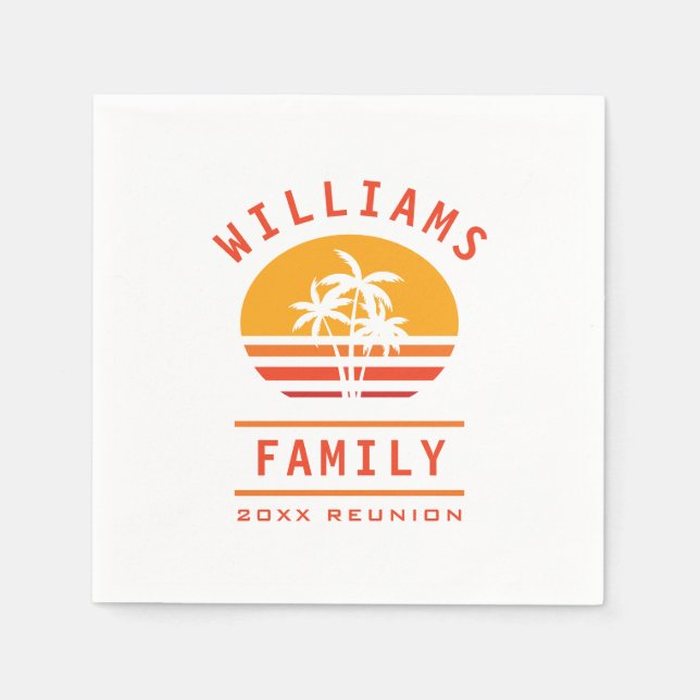 Guardanapo De Papel Reunião da Família Tropical Beach de Férias de Ver (Frente)