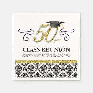 Guardanapo De Papel Reunião de 50 anos - Napkins - Preto e Dourado