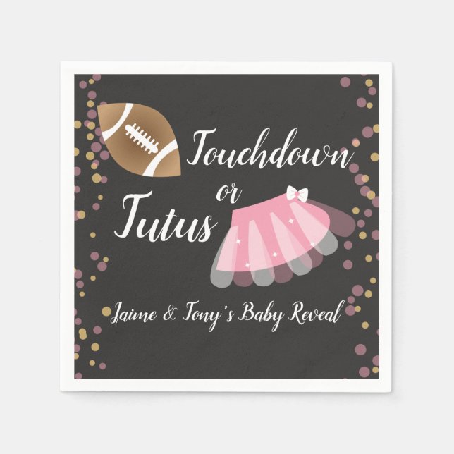 Guardanapo De Papel Revelação de Bebê Tutus ou Touchdown (Frente)