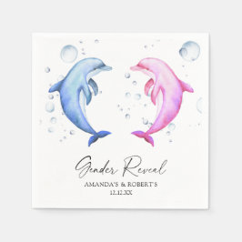 Guardanapo De Papel Revelação de Gênero de Golfinhos em Aquarela