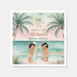Guardanapo De Papel Revelação do Sexo do Bebê na Praia Tropical Rosa B