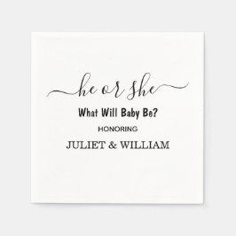 Guardanapo De Papel Revelação Mínima De Gênero Elegante A Preto E Bran