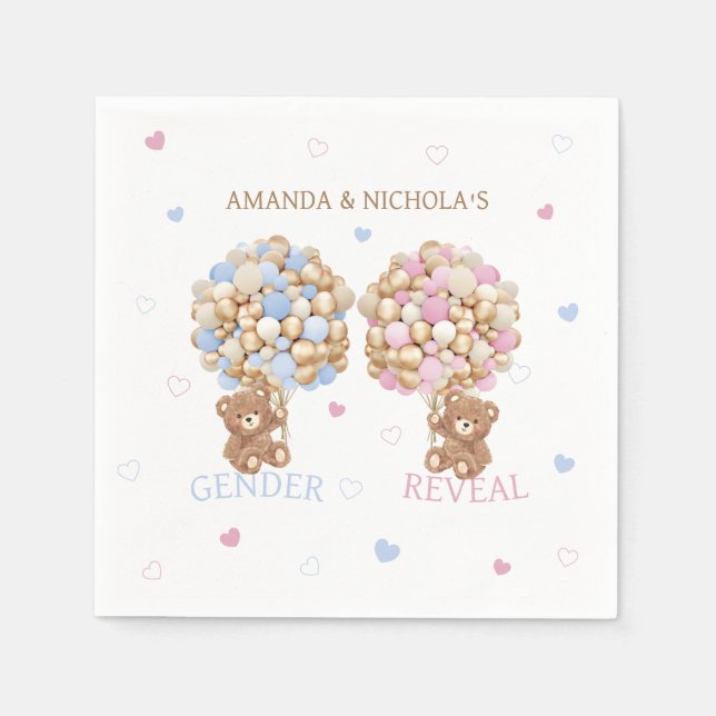 Guardanapo De Papel Revolução do Sexo do Bebê do Urso do Teddy (Frente)