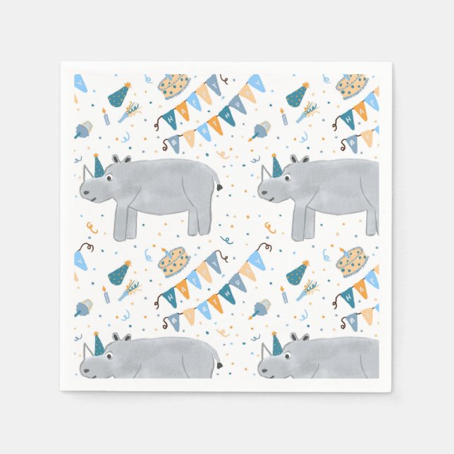 Guardanapo De Papel Rhino Birthday Cocktail Napkins (Frente)