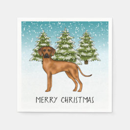 Guardanapo De Papel Rhodesian Ridgeback Com Texto Floresta De Inverno 