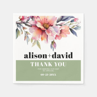 Guardanapo De Papel Rhododendron peach-pink flowers typography wedding