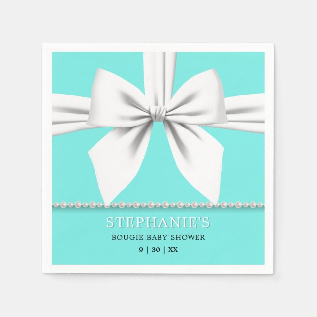 Guardanapo De Papel Rico Elegante Glam Aqua Teal Tiffany Chá de fralda (Frente)